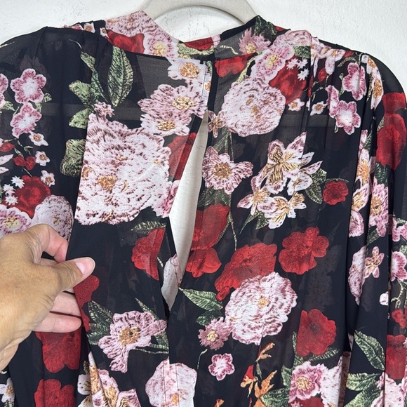 (B4) Umgee women's open-front floral-print cape dress, bikini cover-up, size L - Picture 6 of 14